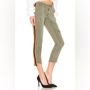 NWOT Pam & Gela Uniform Side Stripe Utility Jeans in Olive Size 26